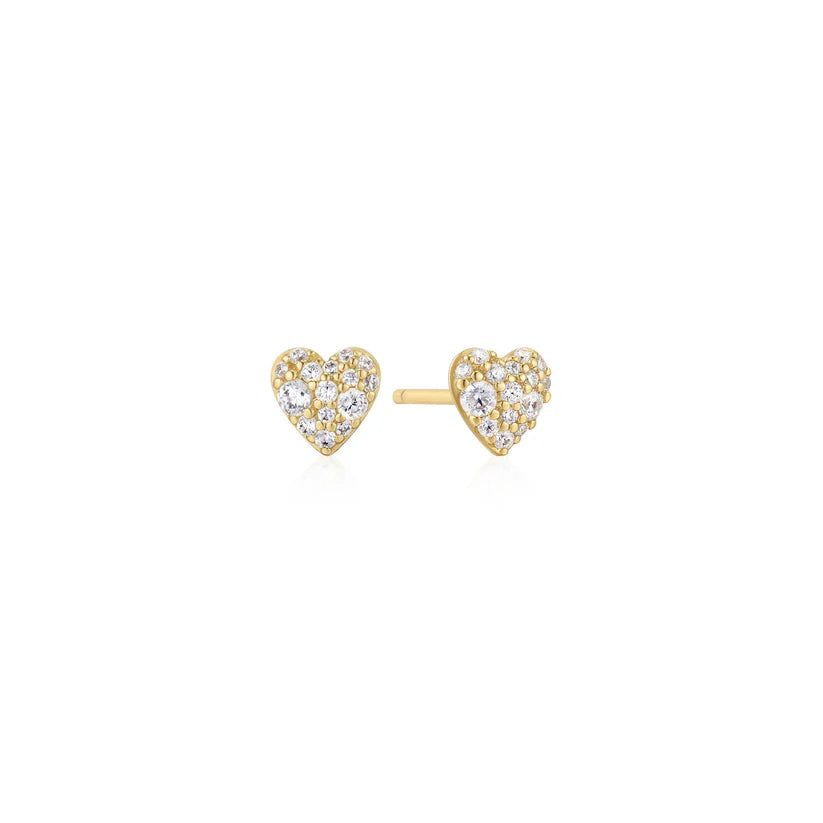 Ania Haie - Pavé Heart Stud Earrings - Gold