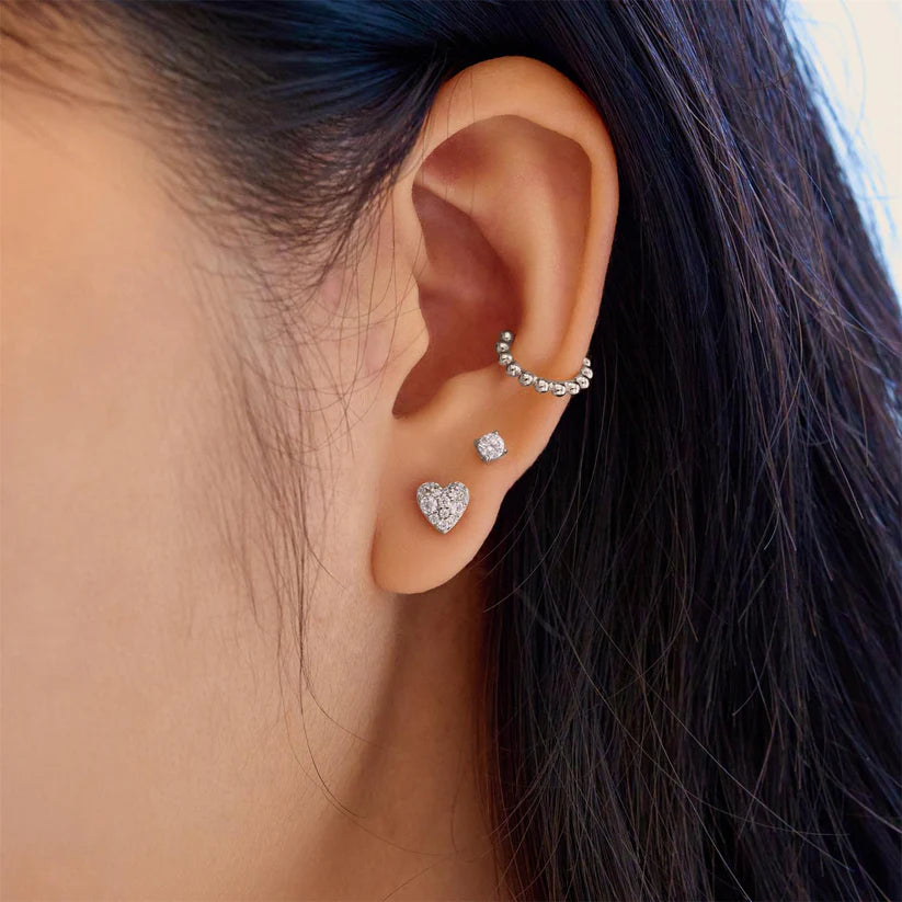 Ania Haie - Pavé Heart Stud Earrings - Silver