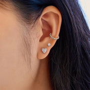 Ania Haie - Pavé Heart Stud Earrings - Silver