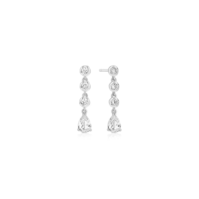 Ania Haie - Molten Cascade Bezel-Set Teardrop Stud Earrings - Silver