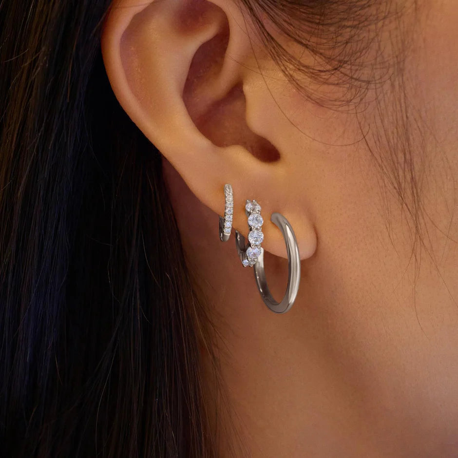 Ania Haie - Quintet Sparkle Huggie Hoop Earrings - Silver