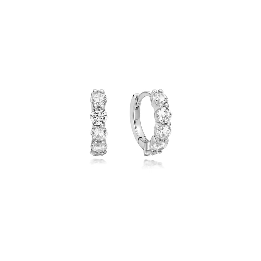 Ania Haie - Quintet Sparkle Huggie Hoop Earrings - Silver