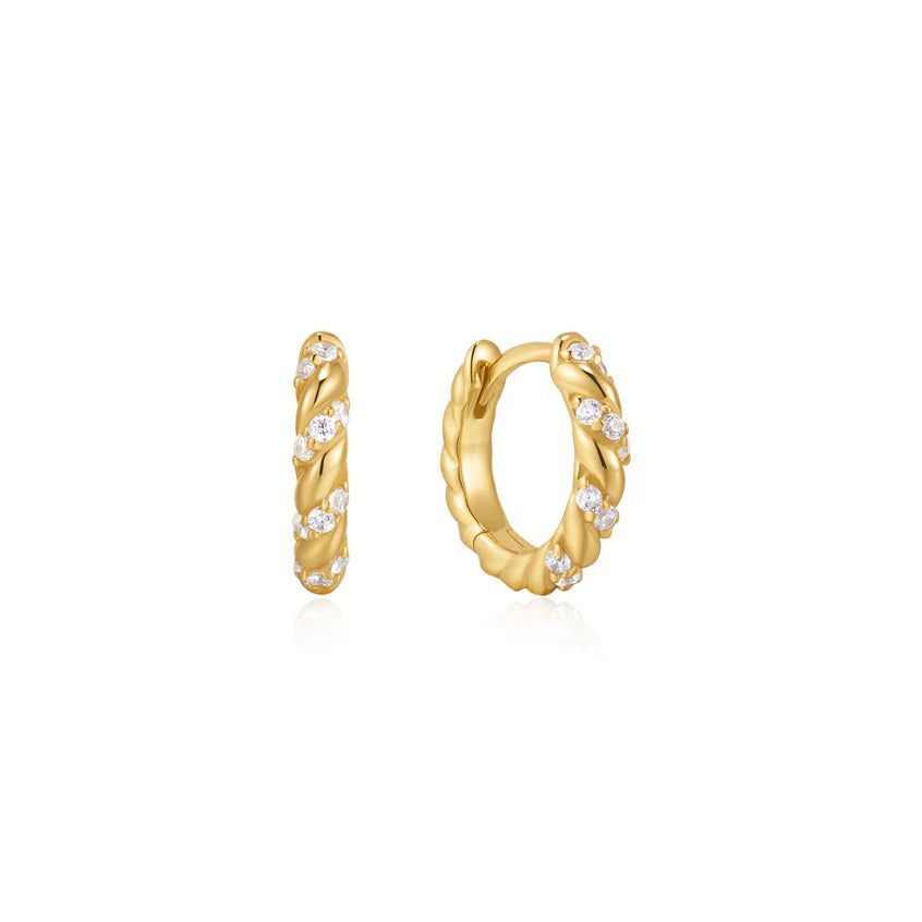 Ania Haie - Sparkle Twisted Huggie Hoop Earrings - Gold