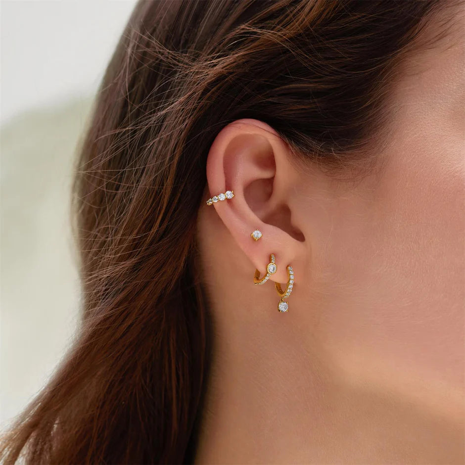 Ania Haie - Dangling Sparkle Huggie Hoop Earrings - Gold
