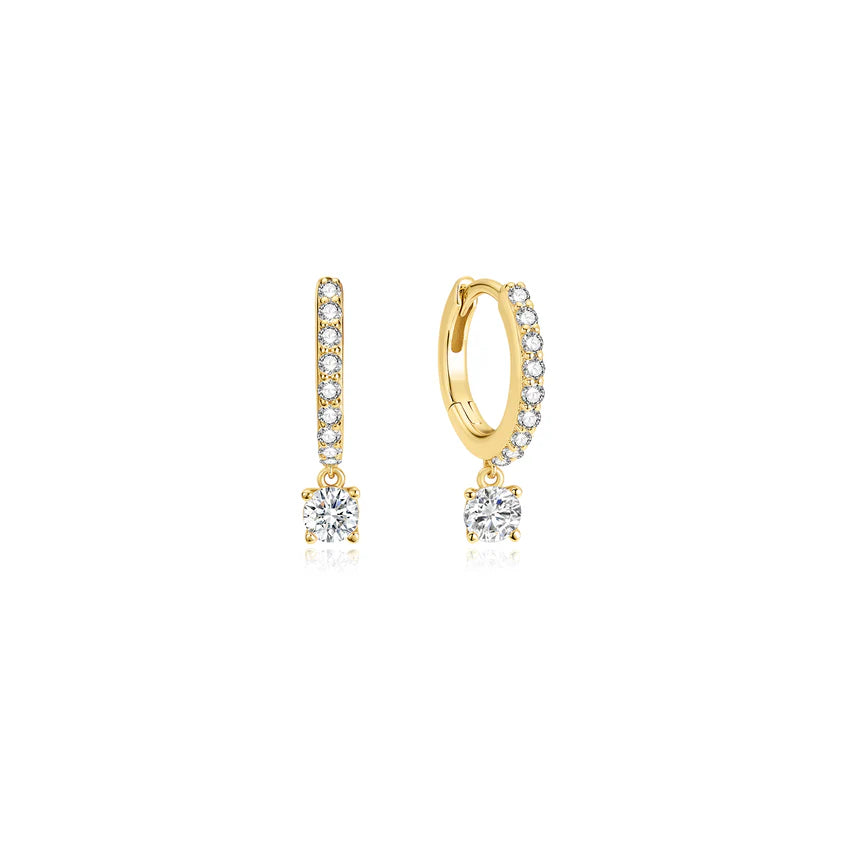 Ania Haie - Dangling Sparkle Huggie Hoop Earrings - Gold