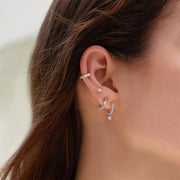 Ania Haie - Dangling Sparkle Huggie Hoop Earrings - Silver
