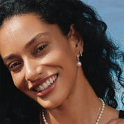 Ania Haie - Shell Pearl Dangling Twisted Huggie Hoop Earrings - Silver