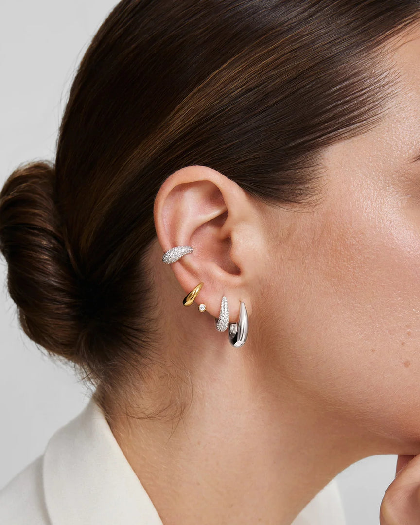 Ania Haie - Fluid Light Dome Hoop Earrings - Silver