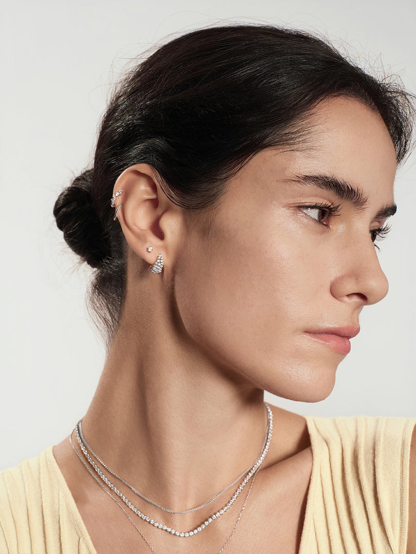 Ania Haie - Zig Zag Pave Hoop Earrings - Silver