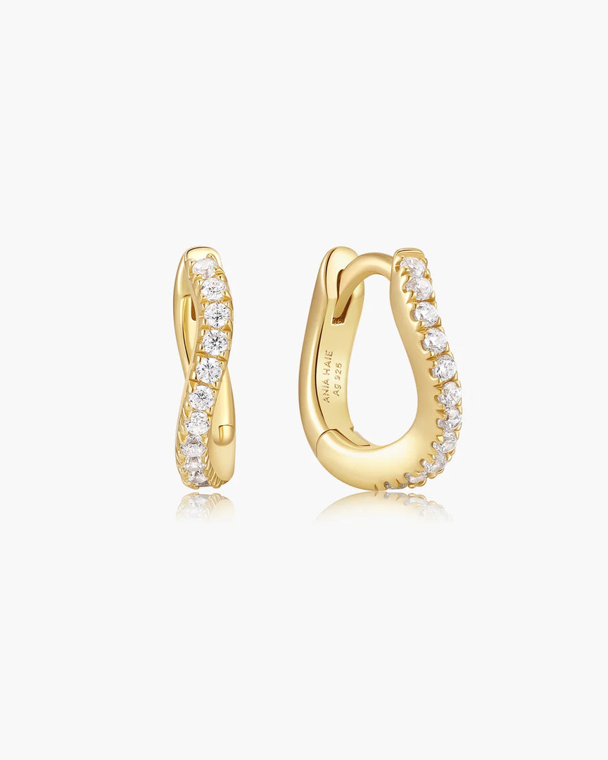 Ania Haie - Fluid Light Pave Wave Hoop Earrings - Gold
