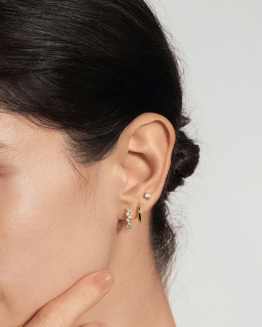 Ania Haie - Fluid Liquid Zig-Zag Pave Hoop Earrings - Gold