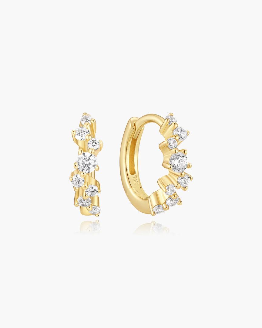 Ania Haie - Fluid Liquid Zig-Zag Pave Hoop Earrings - Gold