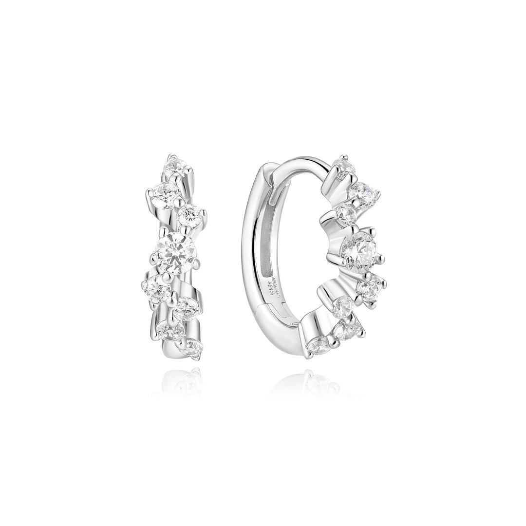 Ania Haie - Zig Zag Pave Hoop Earrings - Silver