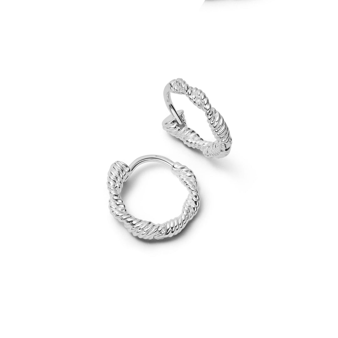 Daisy London - Rope Twist Huggie Hoop Earrings - Silver