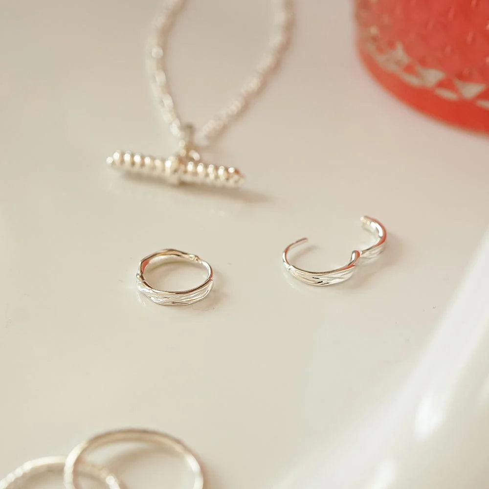 Daisy London - Organic Huggie Hoop Earrings - Silver