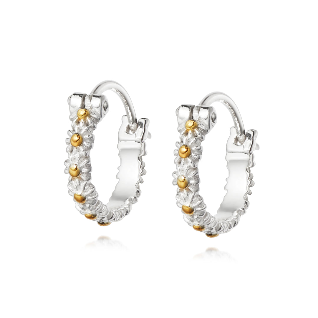 Daisy London - Iota Daisy Hoop Earrings - Silver