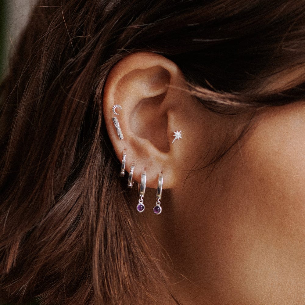 Daisy London - Stacked Huggie Hoops - Silver