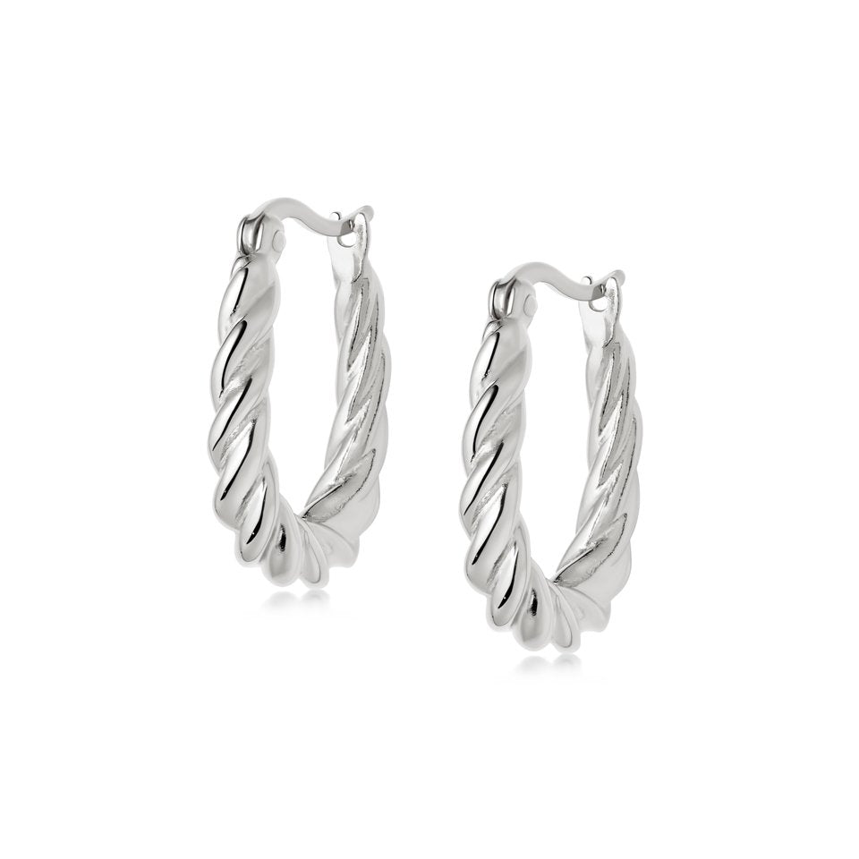 Daisy London - Stacked Rope Creole Hoops - Silver