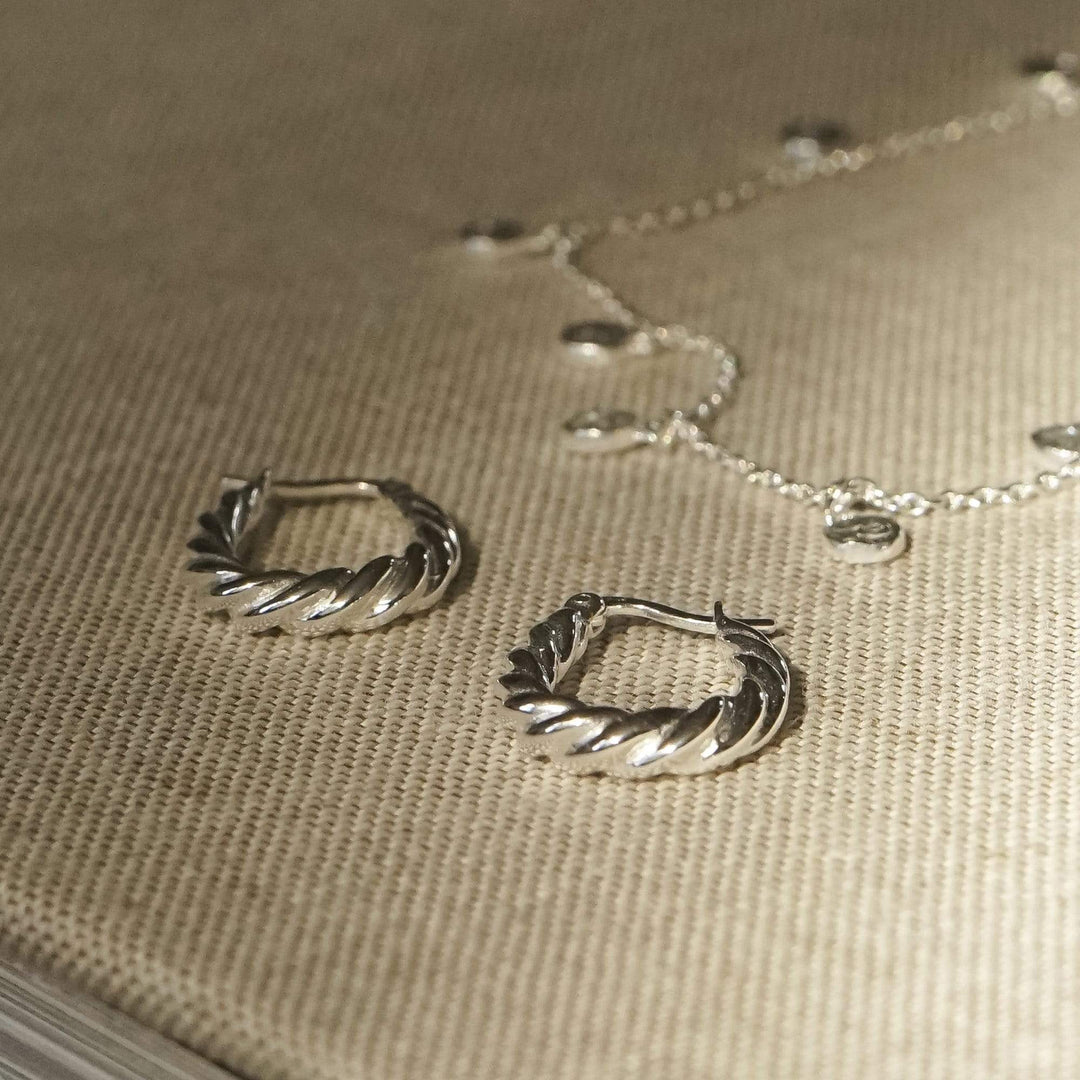 Daisy London - Stacked Rope Creole Hoops - Silver