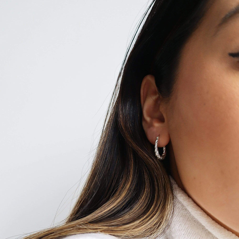 Daisy London - Stacked Rope Creole Hoops - Silver
