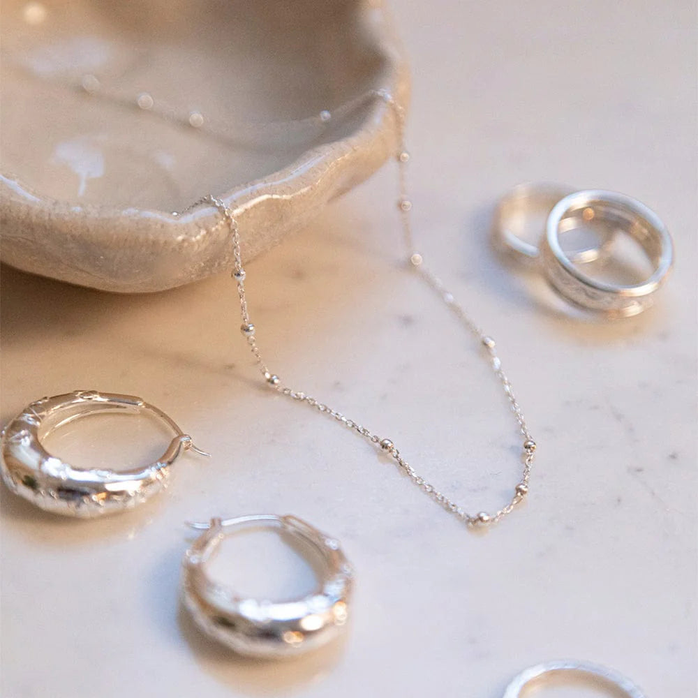 Daisy London - Beaded Layering Chain Necklace - Silver