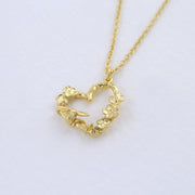 Alex Monroe - Floral Heart Necklace with Itsy Bitsy Bee - Gold