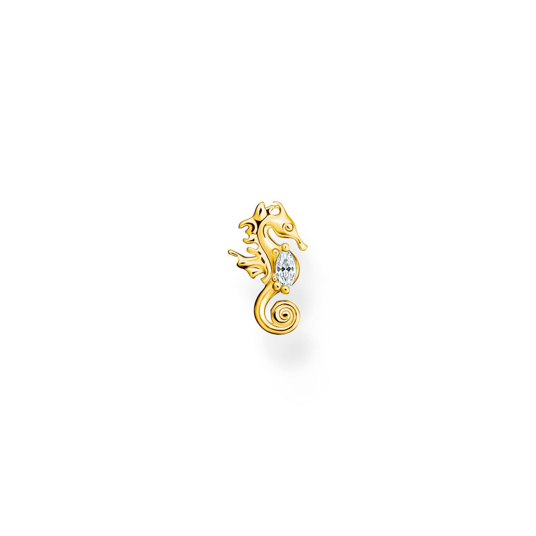 Thomas Sabo - White Stone Seahorse Gold Single Stud Earring
