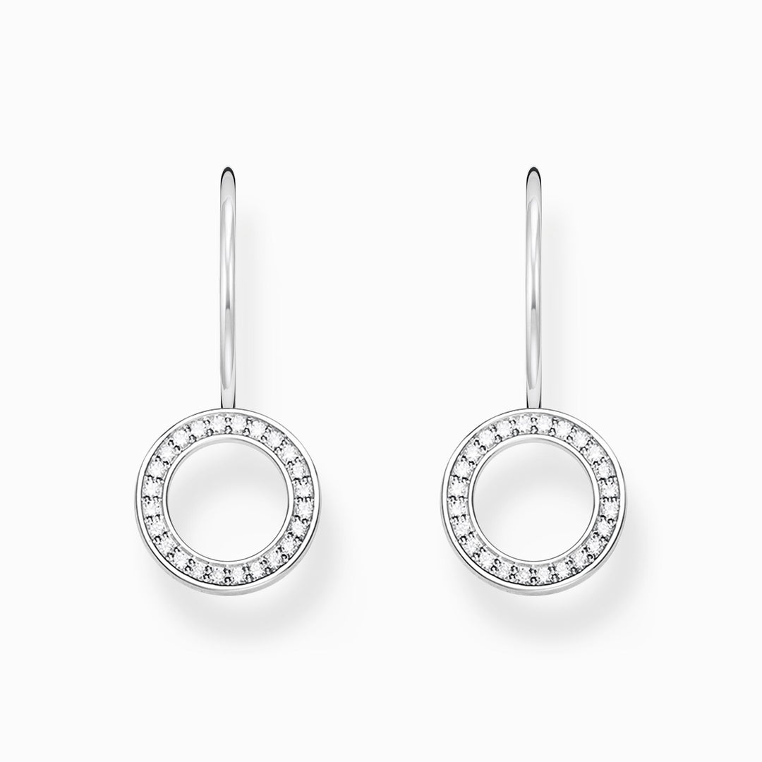 Thomas Sabo - White CZ Circle Hook Earrings - Silver