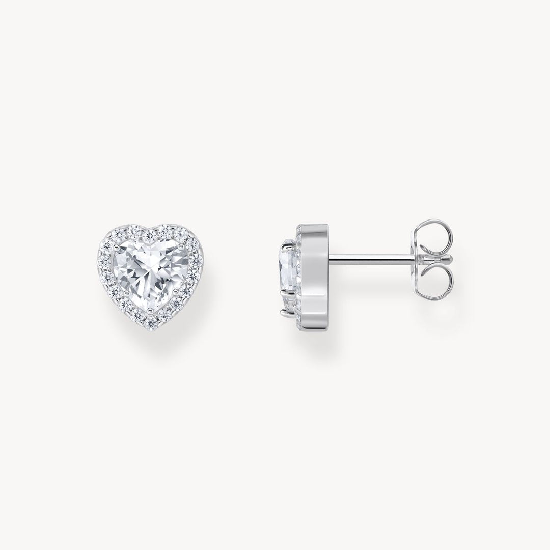 Thomas Sabo - Heart Shape Halo CZ Stud Earrings - Silver