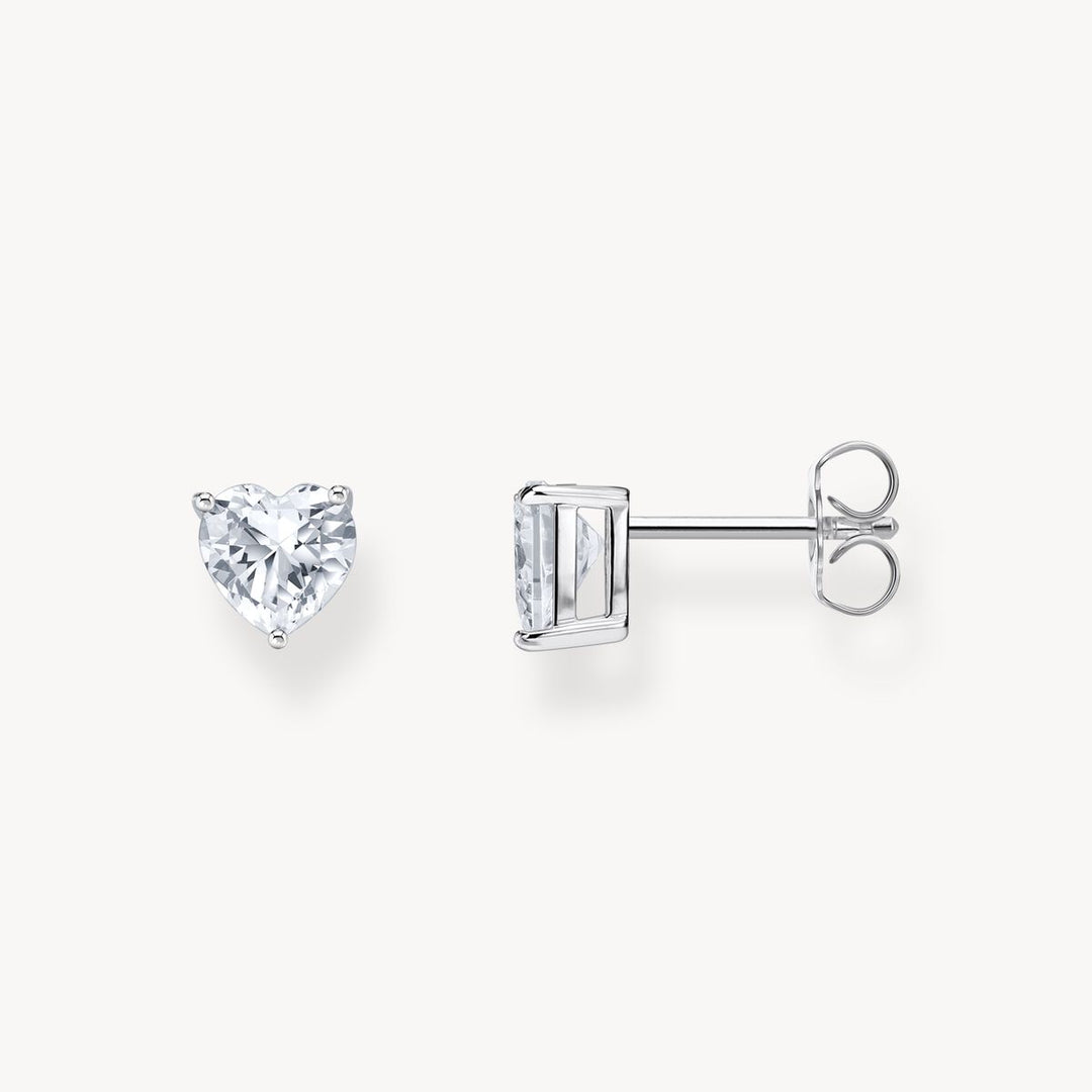 Thomas Sabo - Heart Shaped White CZ Stud Earrings - Silver