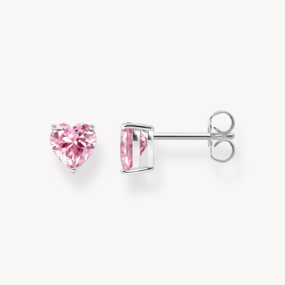 Thomas Sabo - Heart Shape Pink CZ Stud Earrings - Silver