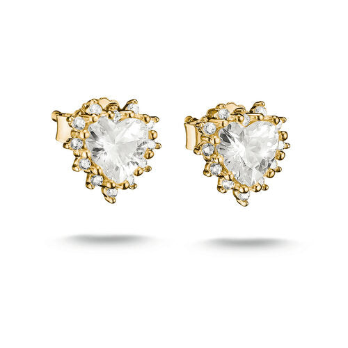 Thomas Sabo - White Heart Earring Studs With Zirconia - Gold