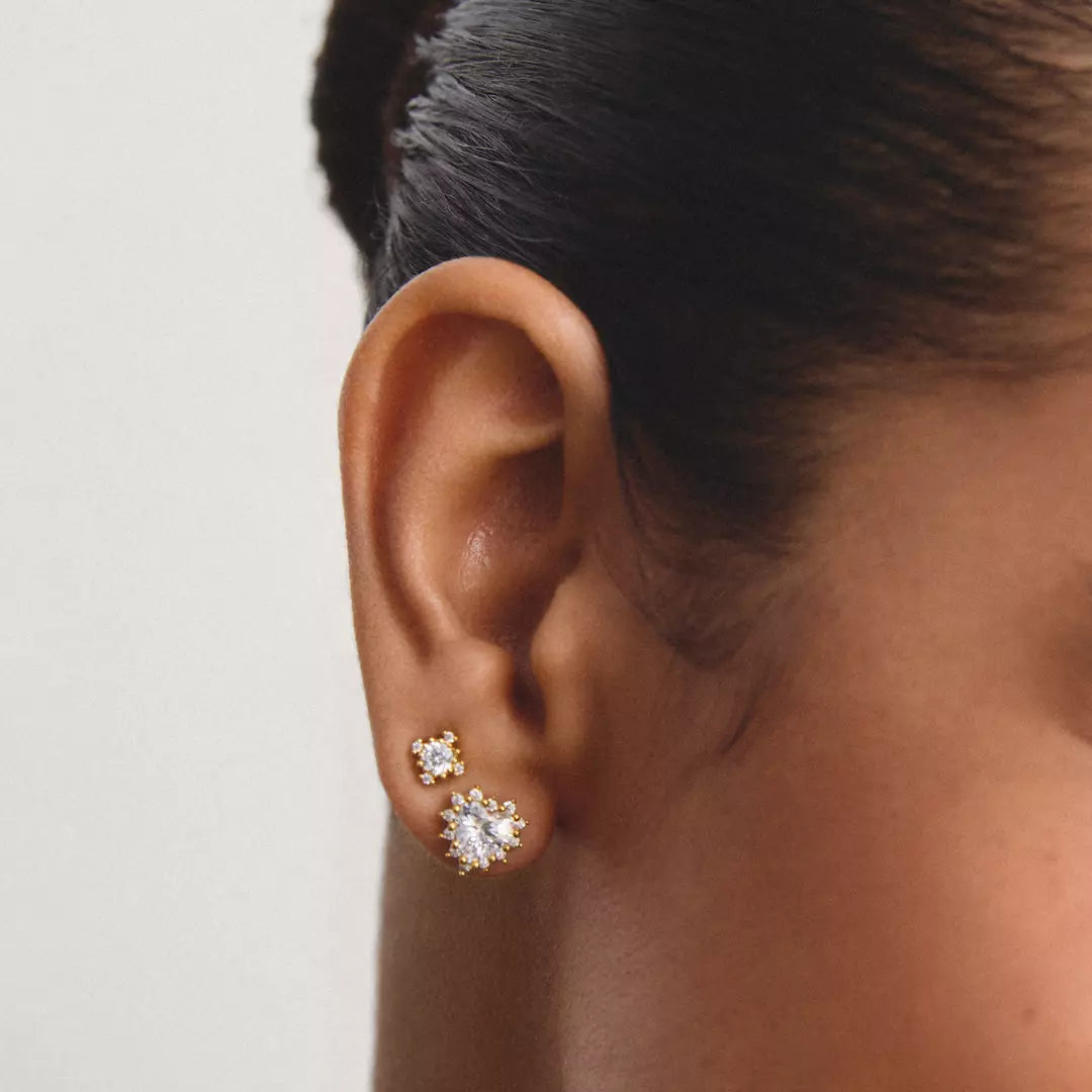 Thomas Sabo - White Heart Earring Studs With Zirconia - Gold