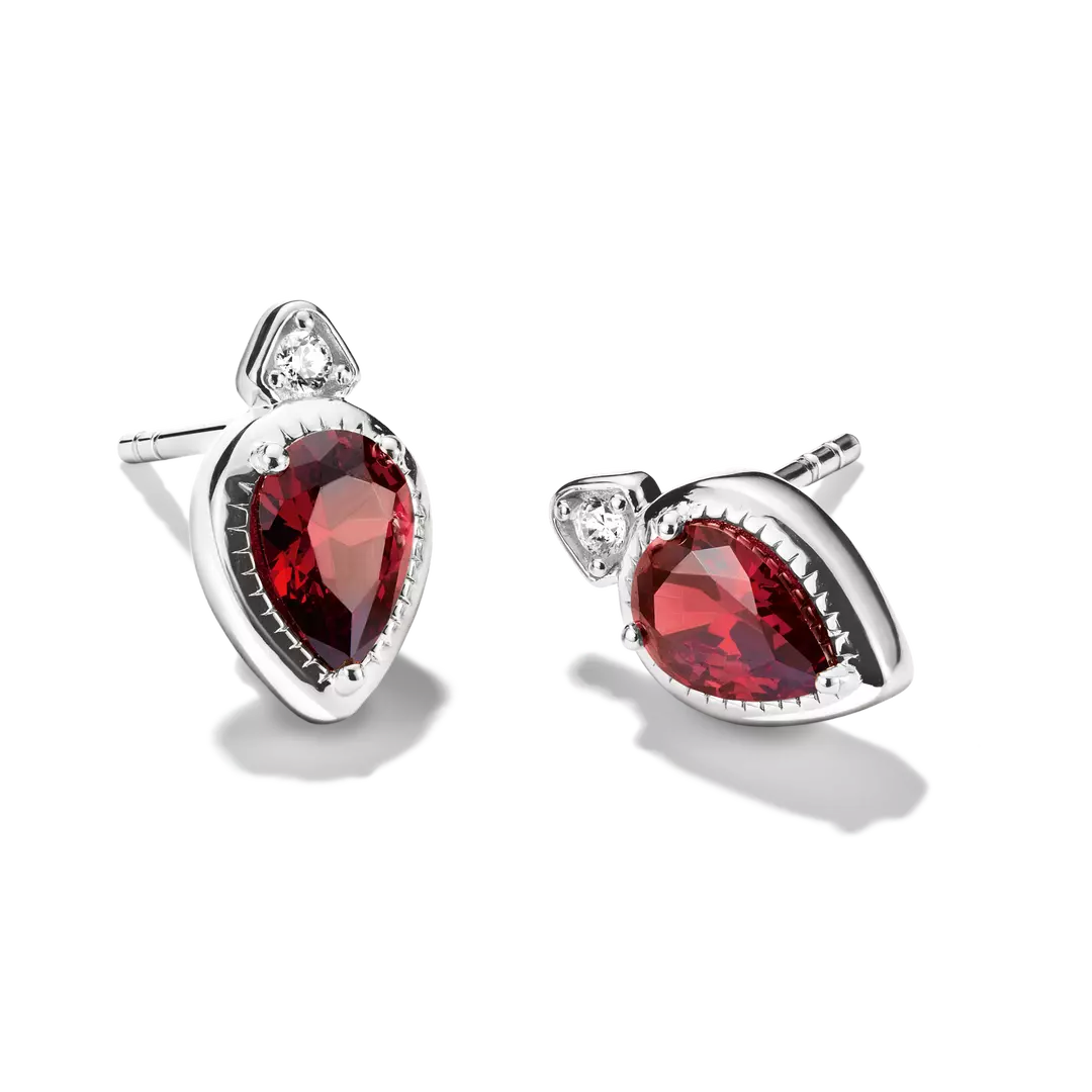 Thomas Sabo - Elyndra Red Teardrop Stone Stud Earrings - Silver