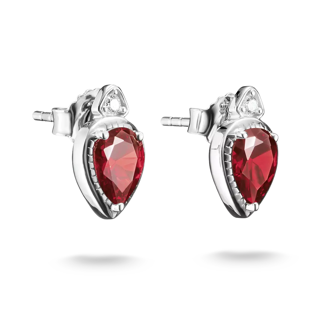 Thomas Sabo - Elyndra Red Teardrop Stone Stud Earrings - Silver