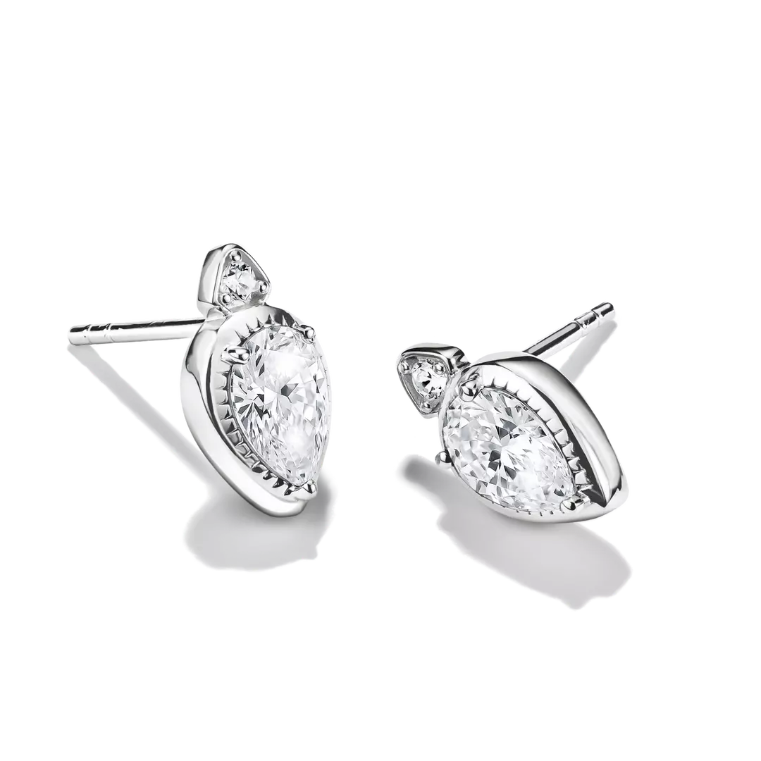 Thomas Sabo - Elyndra Teardrop Shape Ear Studs With White Zirconia - Silver