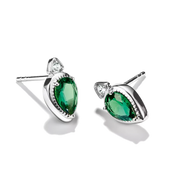 Thomas Sabo - Elyndra Green Teardrop Stone Stud Earrings - Silver