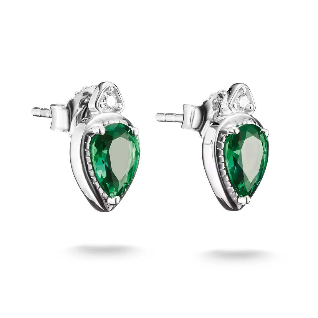 Thomas Sabo - Elyndra Green Teardrop Stone Stud Earrings - Silver
