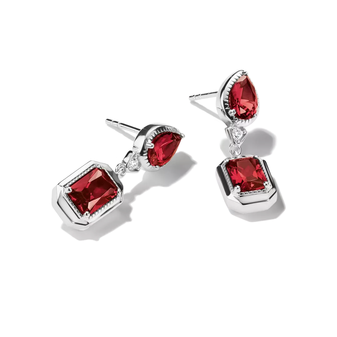 Thomas Sabo - Elyndra Red Octagon Stone Stud Earrings - Silver