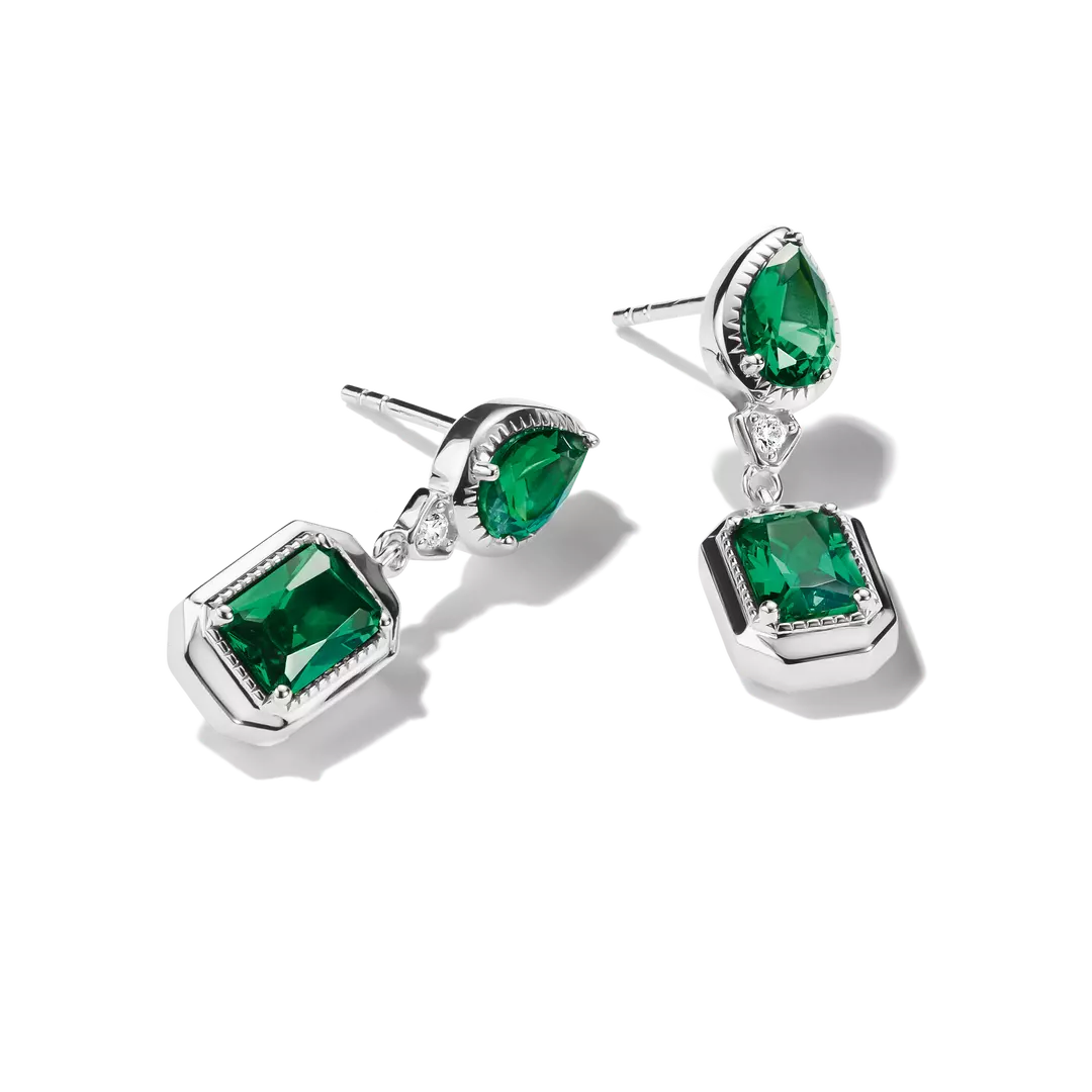 Thomas Sabo - Elyndra Green Octagon Stone Stud Earrings - Silver