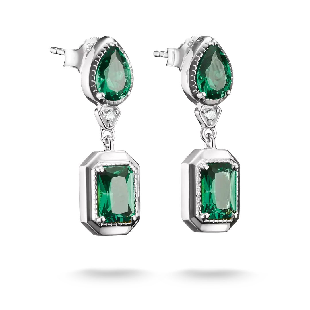 Thomas Sabo - Elyndra Green Octagon Stone Stud Earrings - Silver