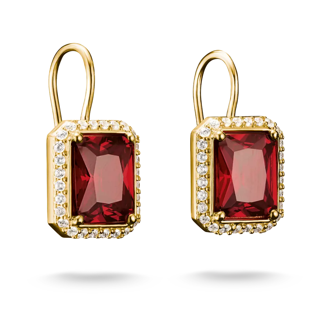 Thomas Sabo - Elyndra Red Octagon Stone Drop Earrings - Gold