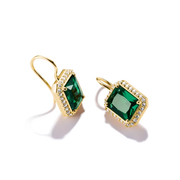 Thomas Sabo - Elyndra Green Octagon Stone Drop Earrings - Gold