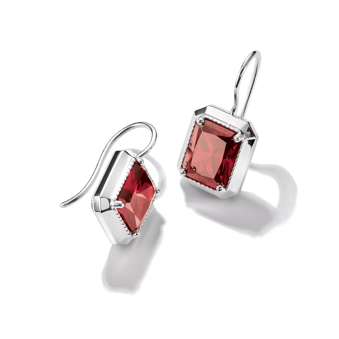 Thomas Sabo - Elyndra Red Octagon Stone Drop Earrings - Silver