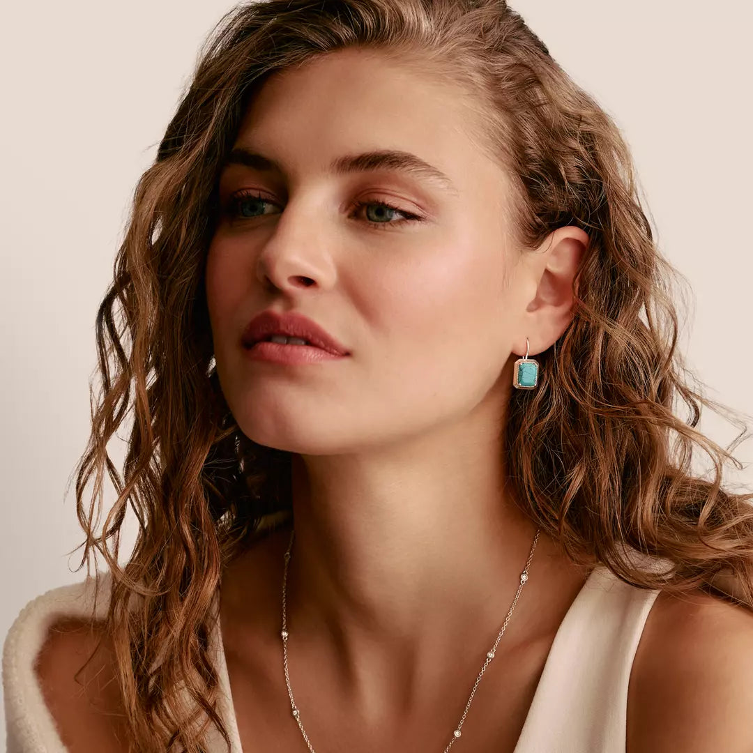 Thomas Sabo - Elyndra Turquoise Octagon Stone Drop Earrings - Silver
