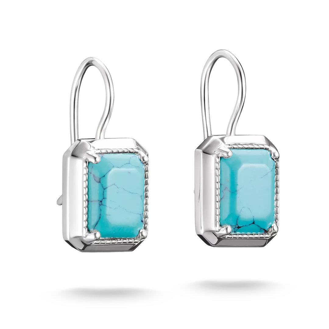 Thomas Sabo - Elyndra Turquoise Octagon Stone Drop Earrings - Silver