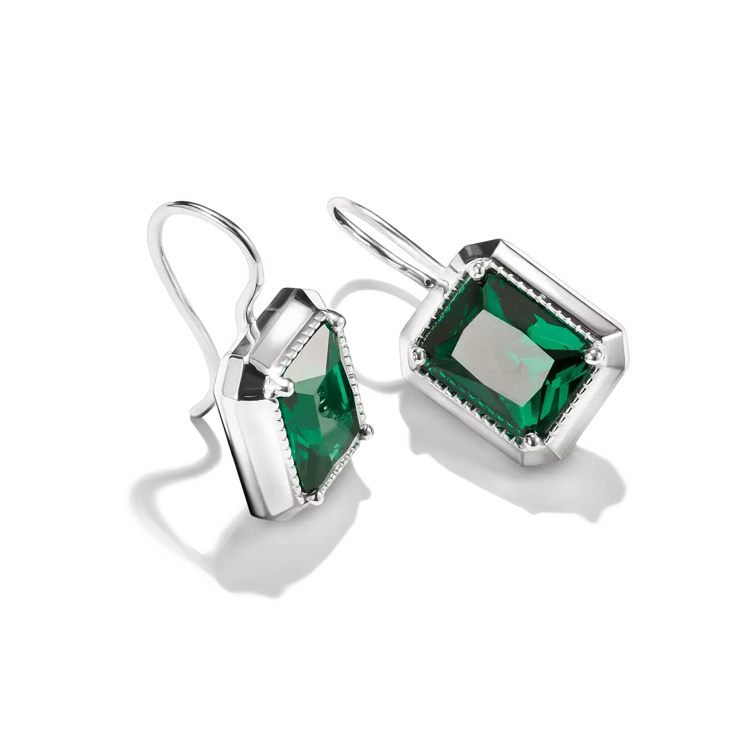 Thomas Sabo - Elyndra Green Octagon Stone Drop Earrings - Silver