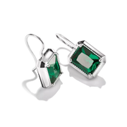 Thomas Sabo - Elyndra Green Octagon Stone Drop Earrings - Silver