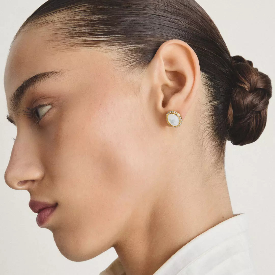 Thomas Sabo - Fluid Elegence Mother-Of-Pearl Ear Studs With White Zirconia - Gold