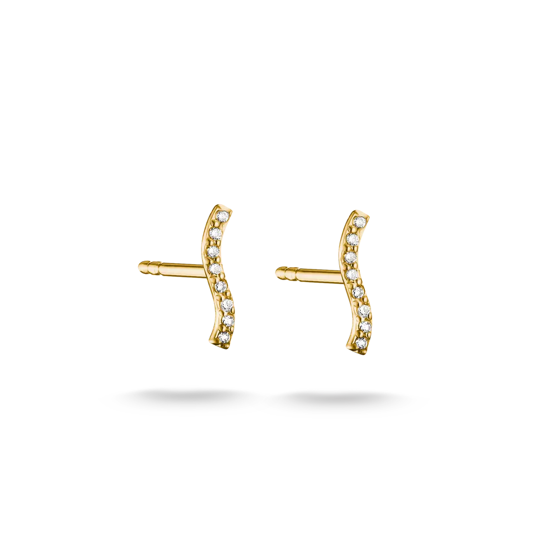 Thomas Sabo - Curved Stud Earrings With White Zirconia - Gold